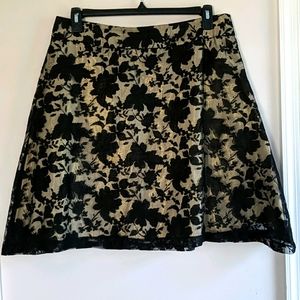 Black lace gold sheen skirt